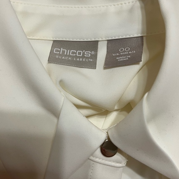 Chico's Cream and Black Bishop Sleeve Blouse - Picture 5 of 6